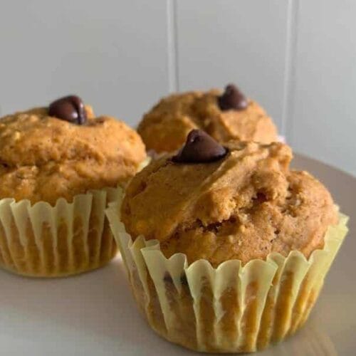 scrumptious pumpkin chocolate chip oat muffins