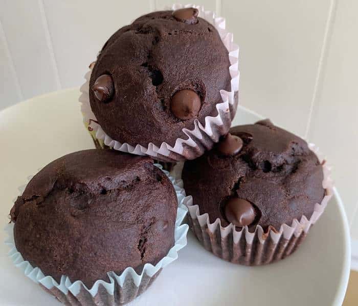 vegan double chocolate muffins