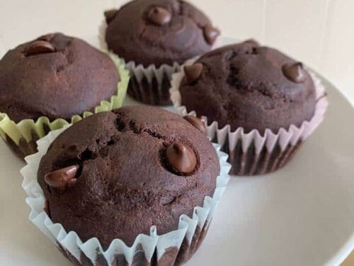 vegan double chocolate muffins