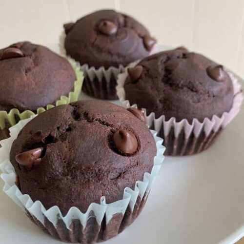 vegan double chocolate muffins