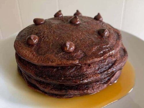 super scrumptious chocolate protein pancakes